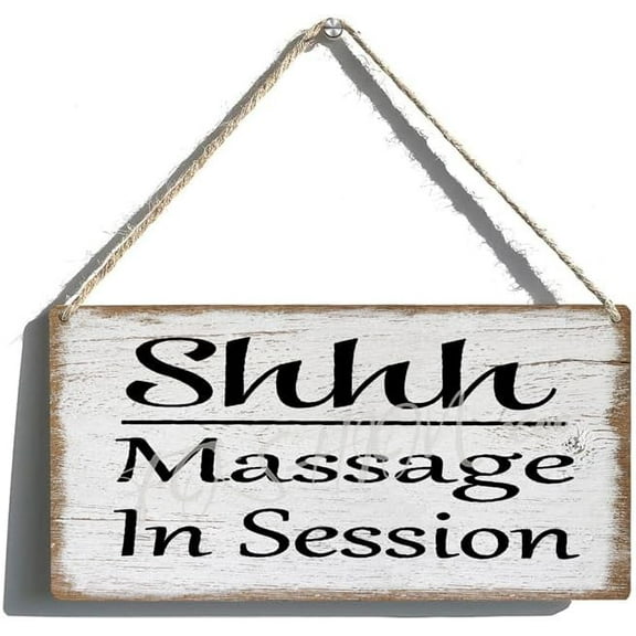 Rustic Wooden Hanging Art Sign Shhh Massage In Session Salon Spa Farmhouse Family Wall Decor Rustic Wood Hanging Wall Art 12 X 6 Inch