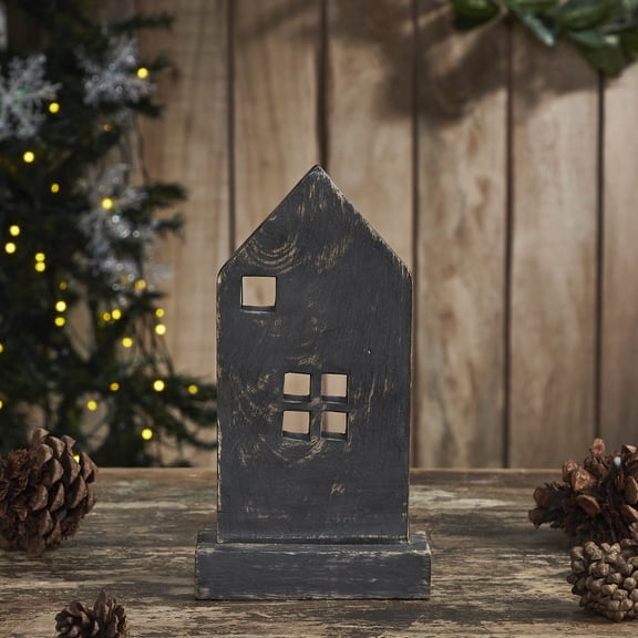 VHC Brands Rustic Wooden House Grey 8.5x4.75x2