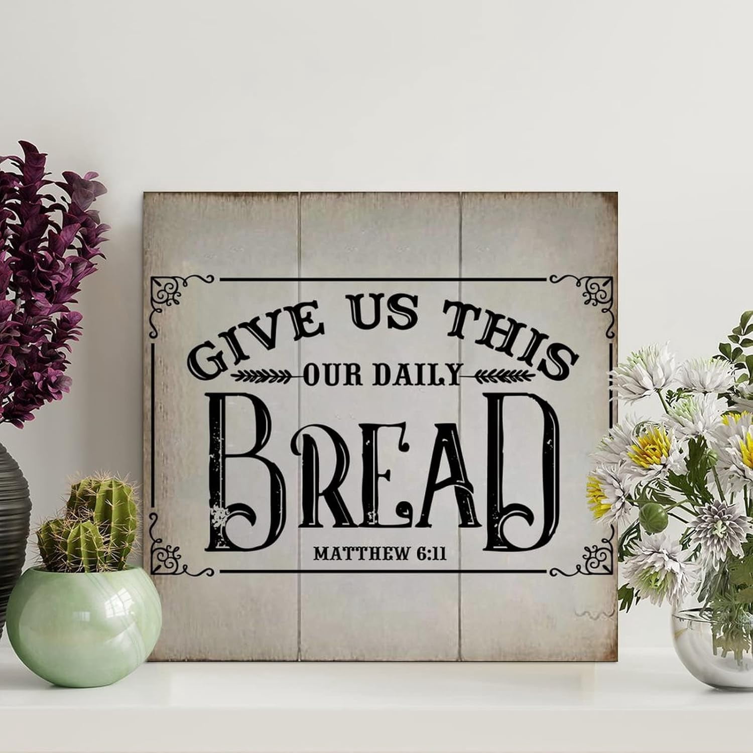 Rustic Wooden Pallet Sign Give Us This Day Our Daily Bread Matthew 6-11 ...