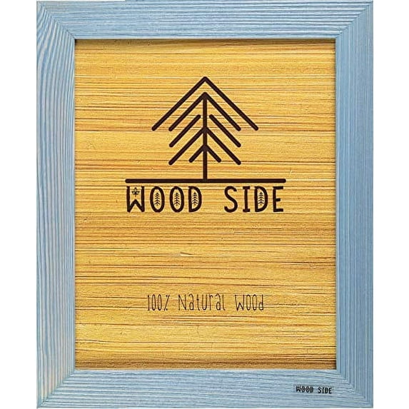 Rustic Wooden Picture Frame 11x14-100% Natural Solid Eco Distressed Wood for Wall Mounting Photo Frame - Blue