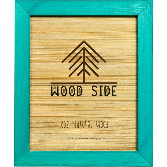 Rustic Wooden Picture Frame 11x14 - 100% Natural Solid Eco Distressed Wood for Wall Mounting Photo Frame - Emerald