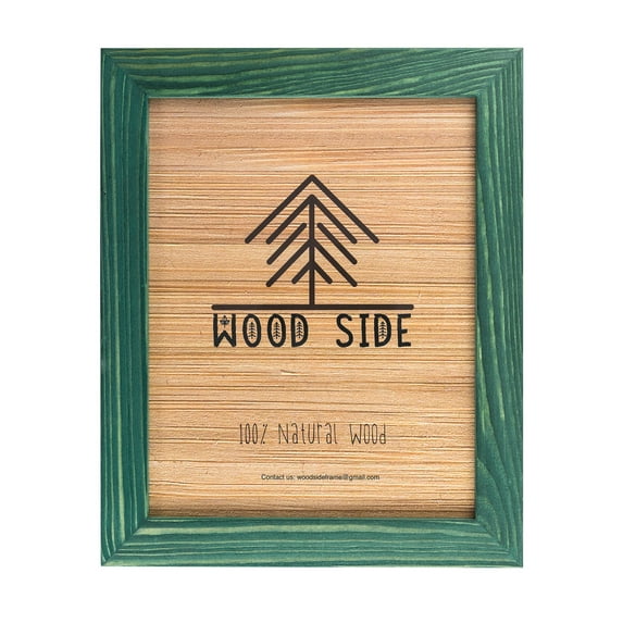 Rustic Wooden Picture Frame 11x14 - 100% Natural Solid Eco Distressed Wood for Wall Mounting Photo Frame - Green