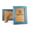 thumbnail image 1 of Rustic Wooden Picture Frame 5x7 Inch - Set of 2-100% Natural Eco Distressed Wood and Real Glass - Made for Wall and Table Top Display - Navy Blue, 1 of 7