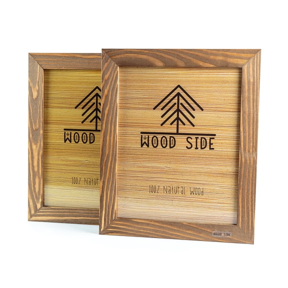 Rustic Wooden Picture Frame 6x8 Inch - Set of 2 - Natural Eco Wood with Real Glass for Wall Hanging and Table Top Display - Walnut