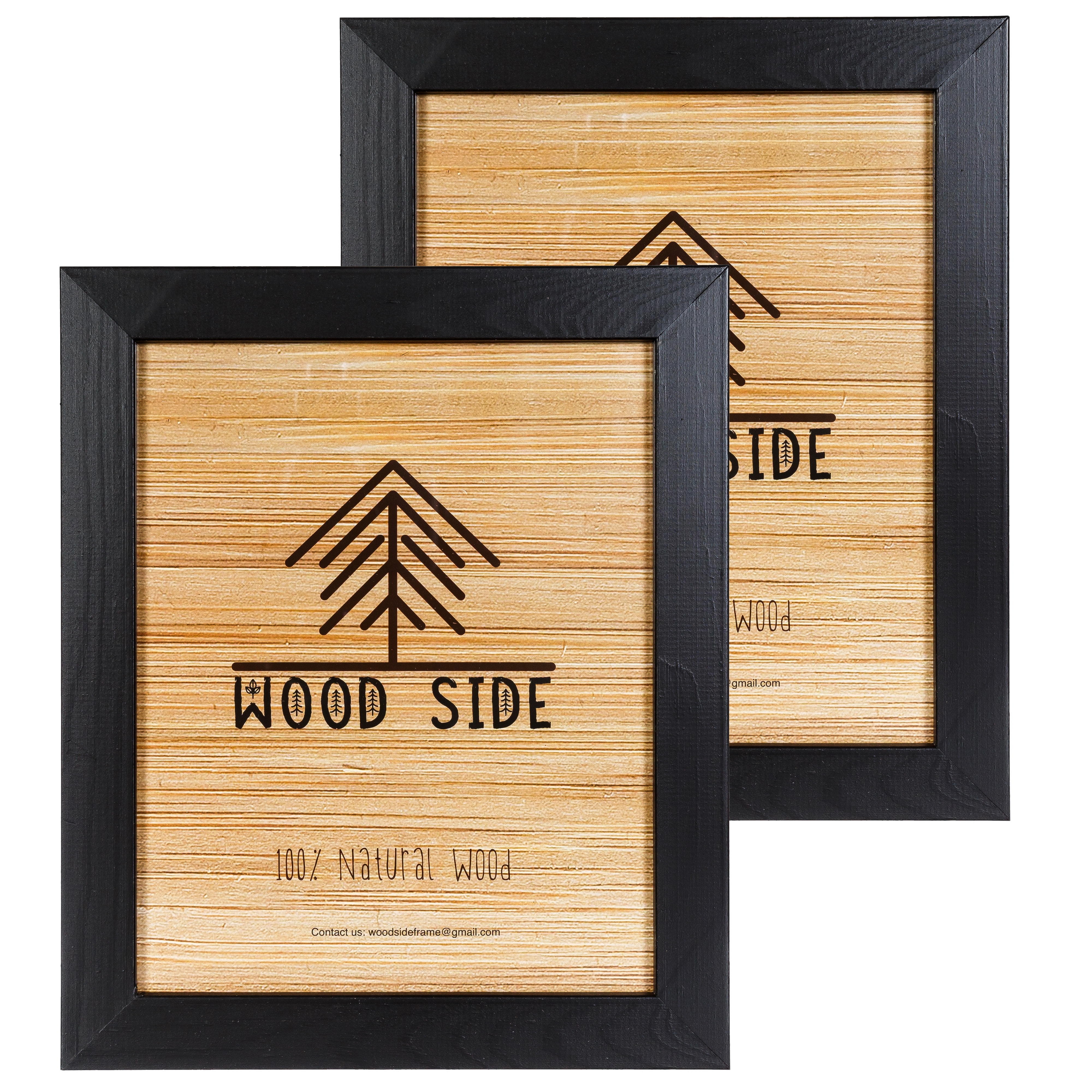 Rustic Wooden Picture Frame 8x10 - Black - Set of 2 - 100% Natural