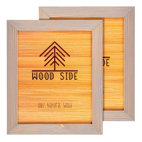 Rustic Wooden Picture Frame 8x10 - Brown Grey - Set of 2-100% Natural Eco Solid Wood and High Definition Real Glass for Wall Mounting Photo Frame