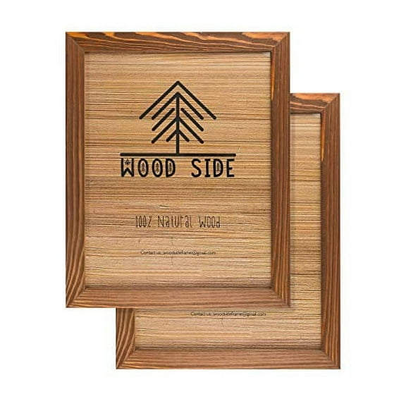 Rustic Wooden Picture Frame 8x10 - Honey Brown - Set of 2-100% Natural Eco Solid Wood and High Definition Real Glass for Wall Mounting and Desktop Photo Frames