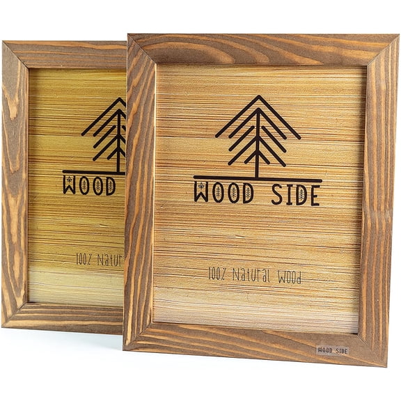 Rustic Wooden Picture Frame 8x10 - Made To Display Pictures 8x10 - Set of 2-100% Natural Eco Wood with Real Glass for Wall Mounting Tabletop Walnut Photo Frame