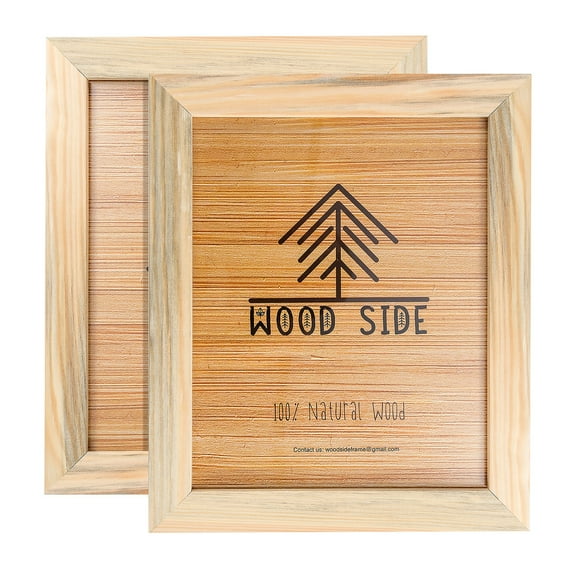 Rustic Wooden Picture Frame 8x10 - Unfinished Natural Barnwood Set of 2-100% Eco Solid Wood for Wall Mounting and Tabletop Photo Frames