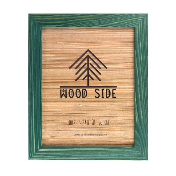 Rustic Wooden Picture Frame 9x12 - 100% Natural Solid Eco Distressed Wood for Wall Mounting Photo Frame - Green