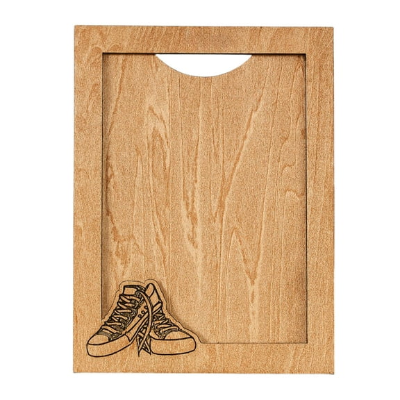 Rustic Wooden Picture Frame with Sneaker Design, 5x7 Inch Photo Display with Stand and Wall Mount, Includes Acrylic Cover