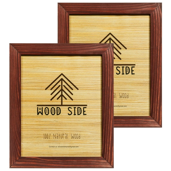 Rustic Wooden Picture Frames 8x10 - Cherry - Set of 2 - Natural Eco Solid Wood and High Definition Real Glass for Wall Hanging and Tabletop Photo Frame