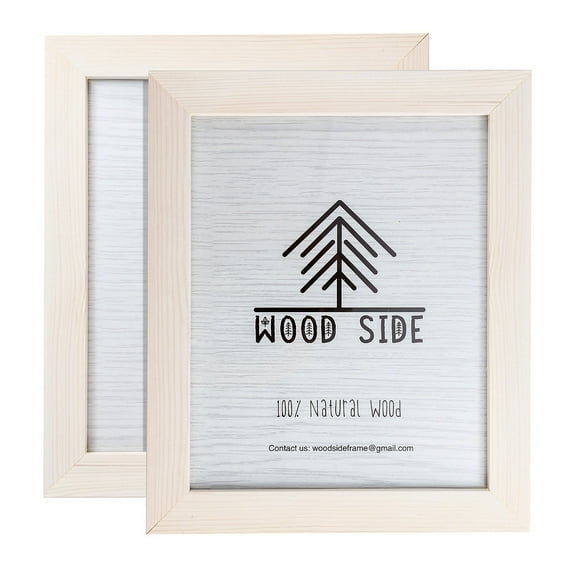 Rustic Wooden Picture Frames 8x10 - White - Set of 2-100% Natural Eco Solid Wood and High Definition Real Glass for Wall Mounting Photo Frame