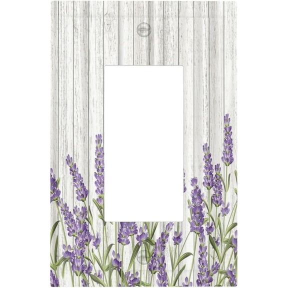 Rustic Wooden Plank Lavender 1 Gang Light Switch Cover Single Rocker Decorative Receptacle Outlet Covers GFCI Electrical Faceplate Switchplate for Bedroom Bathroom Kitchen Art Decor