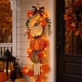 Rustic Fall Gate Rustic Wooden Pumpkin Door Hanging with Warm LED Lights , Harvest Fall ...