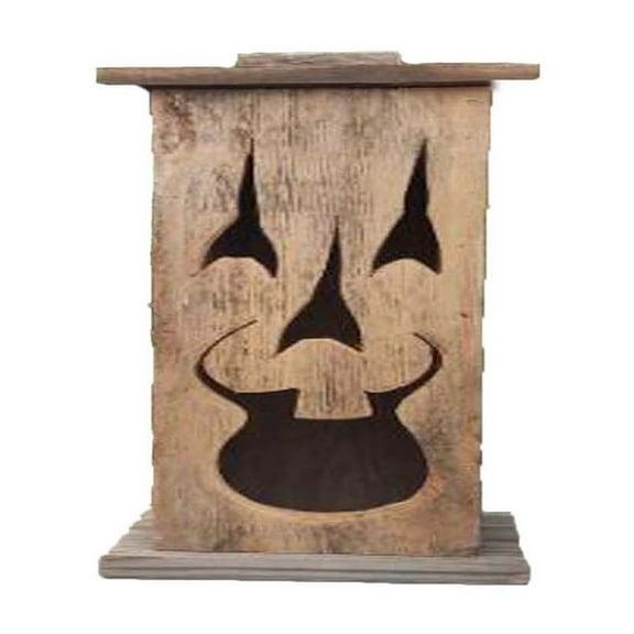 Rustic Wooden Pumpkin Lantern Halloween Indoor Outdoor Decor, Handcrafted Jack-O'-Lantern Candle Holder 12"