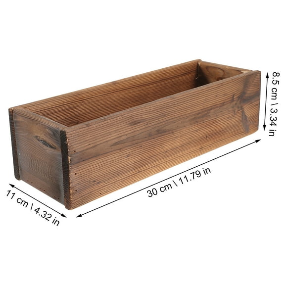 Rustic Wooden Rectangular Planter Box for Home Decor and Gardening (11.81X3.74X2.83Inch)