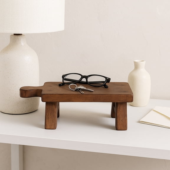 Reclaimed Wood Tray with Handle for House Decor - Home Decor Accents for Coffee Table, Bathroom Vanity, and Living Room - Decorative Tray for Table Centerpiece and Kitchen - 6", Brown