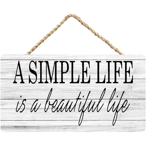 Rustic Wooden Sign Decor - A Simple Life Is A Beautiful Life - Wood Plaque Home & Office Inspirational Gifts Hanging Wall Signs 6x12 IN