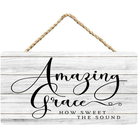 Rustic Wooden Sign Decor - Amazing Grace How Sweet The Sound - Wood Plaque Home & Office Inspirational Gifts Hanging Wall Signs 6x12 IN