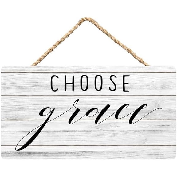 Rustic Wooden Sign Decor - Choose Grace - Wood Plaque Home & Office Inspirational Gifts Hanging Wall Signs 6x12 IN