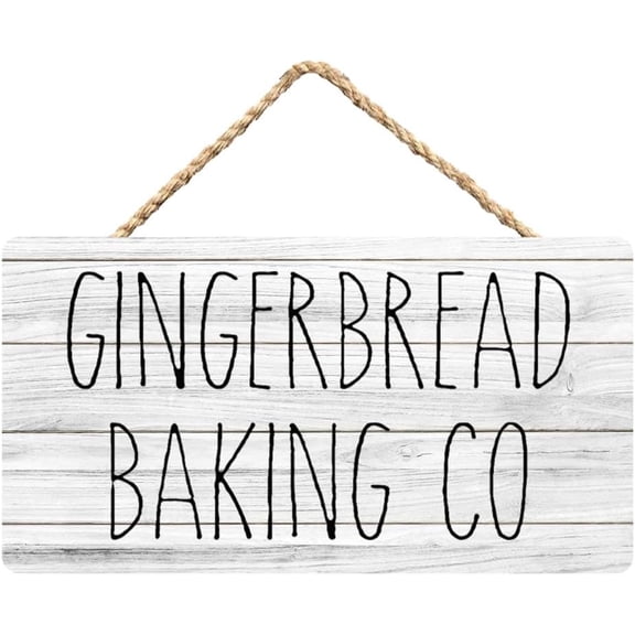 Rustic Wooden Sign Decor - Gingerbread Baking Go - Wood Plaque Home & Office Inspirational Gifts Hanging Wall Signs 6x12 IN