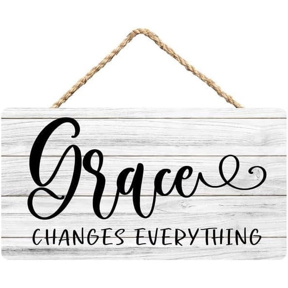 Rustic Wooden Sign Decor - Grace Changes Everything 1 - Wood Plaque Home & Office Inspirational Gifts Hanging Wall Signs 6x12 IN