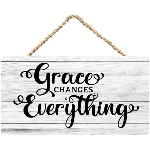 Rustic Wooden Sign Decor - Grace Changes Everything - Wood Plaque Home & Office Inspirational Gifts Hanging Wall Signs 6x12 IN