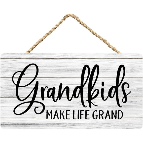 Rustic Wooden Sign Decor - Grandkids Make Life Grand - Wood Plaque Home & Office Inspirational Gifts Hanging Wall Signs 6x12 IN