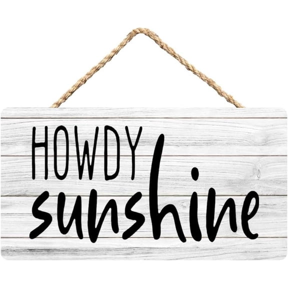 Rustic Wooden Sign Decor - Howdy Sunshine - Wood Plaque Home & Office Inspirational Gifts Hanging Wall Signs 6x12 IN