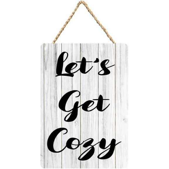 Rustic Wooden Sign Decor - Let'S Get Cozy (2) - Wood Plaque Home & Office Inspirational Gifts Hanging Wall Signs 6x12 IN