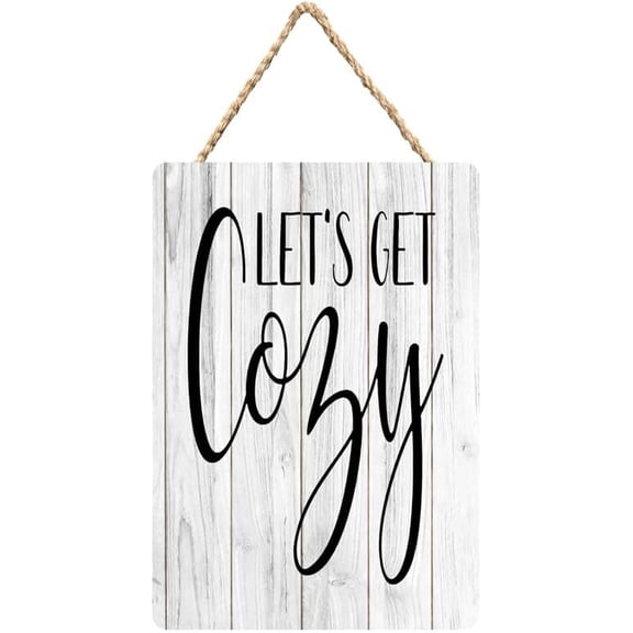Rustic Wooden Sign Decor - Let'S Get Cozy - Wood Plaque Home & Office Inspirational Gifts Hanging Wall Signs 6x12 IN
