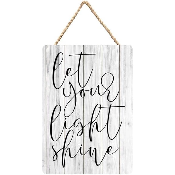 Rustic Wooden Sign Decor - Let Your Light Shine - Wood Plaque Home & Office Inspirational Gifts Hanging Wall Signs 6x12 IN