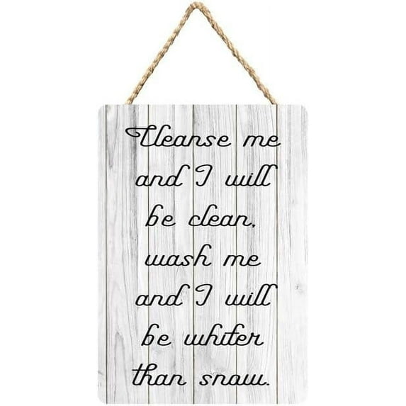 Rustic Wooden Sign Decor - Psalm 517 Bible Verse Sign Cleanse Me - Wood Plaque Home & Office Inspirational Gifts Hanging Wall Signs 6x12 IN
