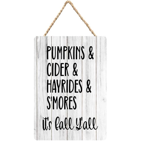 Rustic Wooden Sign Decor - Pumpkins & Cider & Hayrides & S'More It'S Fall Y'All - Wood Plaque Home & Office Inspirational Gifts Hanging Wall Signs 6x12 IN