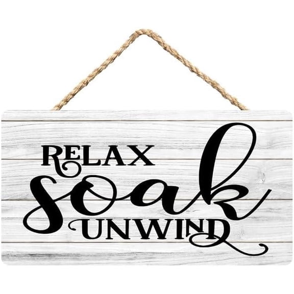 Rustic Wooden Sign Decor - Relax Soak Unwind - Wood Plaque Home & Office Inspirational Gifts Hanging Wall Signs 6x12 IN