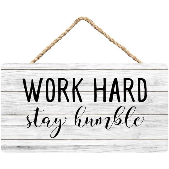 Rustic Wooden Sign Decor - Work Hard Stay Humble Work Hard - Wood Plaque Home & Office Inspirational Gifts Hanging Wall Signs 6x12 IN