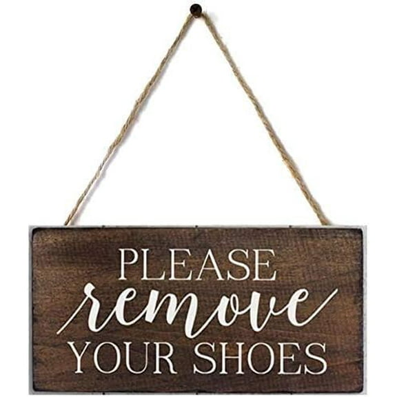 Rustic Wooden Sign 'Please Remove Your Shoes' - Thick Rustic Plaque Board Sign - Wall Art - Kitchen, Cafe, Pub Decor - Gift - 6x12 INCH