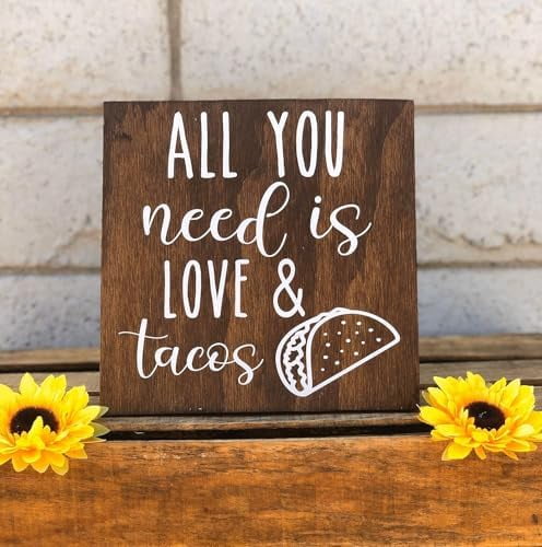 Rustic Taco Sign Rustic Wooden Signs All You Need is Love and Tacos Sign Wall Art Decor ...