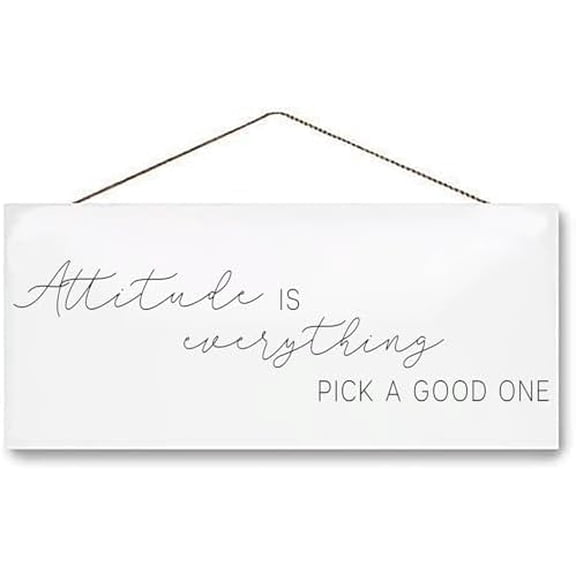 Rustic Wooden Signs Attitude is Everything Distressed Plank Look Black White Sign Wall Art Decor Kitchen Cafe Pub Decor Gift 6x12 INCH