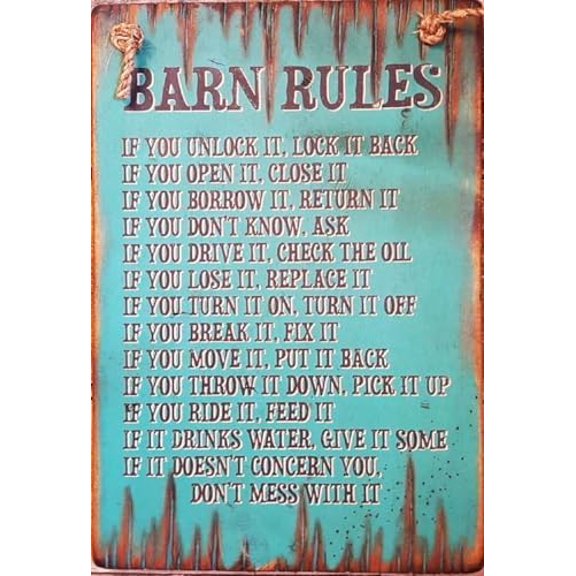 Rustic Wooden Signs Barn Rules Rustic Western Antiqued Plaque Wooden Sign Wall Art Decor Kitchen Cafe Pub Decor Gift 8x12 INCH