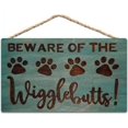 thumbnail image 1 of Rustic Wooden Signs Beware of The Wiggle Butts Sign Front Door Dog Sign Wall Art Decor Kitchen Cafe Pub Decor Gift 8x12 INCH, 1 of 4