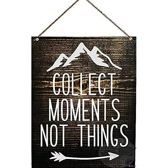 Rustic Wooden Signs/Collect Moments Not Things | Wood Sign | Wanderlust | Home Decor | Mountain Arrow | Wall Hanging | Travel | Home Decor Wooden Signs,8x12 INCH-Funny Gifts for Men and Women
