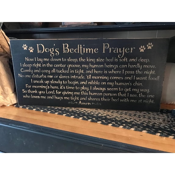 Rustic Wooden Signs Dogs Bedtime Prayer Primitive Sign Wall Art Decor ...