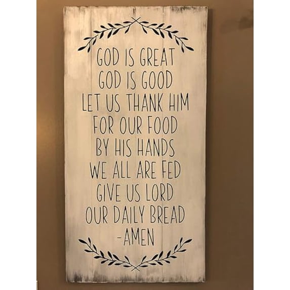 Rustic Wooden Signs Emily God is Great God is Good Let Us Thank Him for His Food Sign Dining Room Decor Sign Wall Art Decor Kitchen Cafe Pub Decor Gift 12x16 INCH