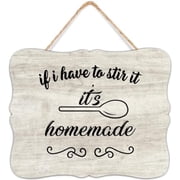 Rustic Wooden Signs If I Have to Stir It Its Homemade with Spoon Hanging Wood Sign Wall Art Decor Kitchen Cafe Pub Decor Gift 8x12 INCH