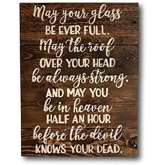 Rustic Wooden Signs Irish Proverb Art Wall Irish Wedding Entry Gift Irish Quote Before The Devil Knows You're Dead Sign Wall Art Decor Kitchen Cafe Pub Decor Gift 8x12 INCH