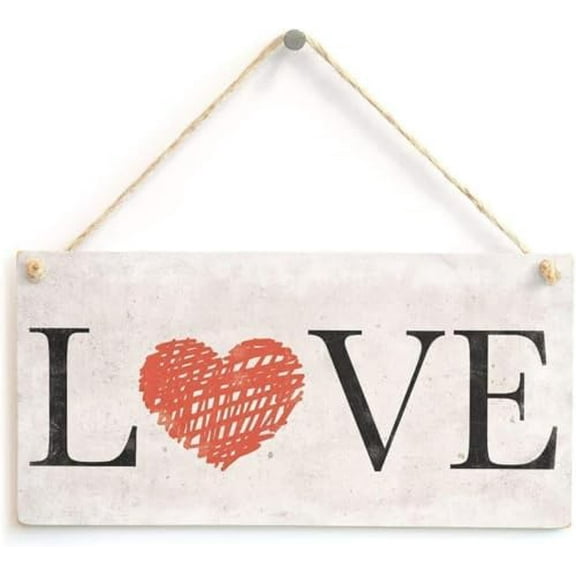 Rustic Wooden Signs Love Romantic Anniversary Valentines Day Wedding Signs Love Heart Design Sign Wall Art Decor Kitchen Cafe Pub Decor Gift 6x12 INCH