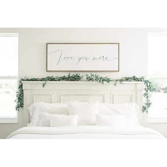 Rustic Wooden Signs Love You More Sign, Above The Bed, Bedroom Sign, Master Bedroom Sign Wall Art Decor Kitchen Cafe Pub Decor Gift 8x12 INCH