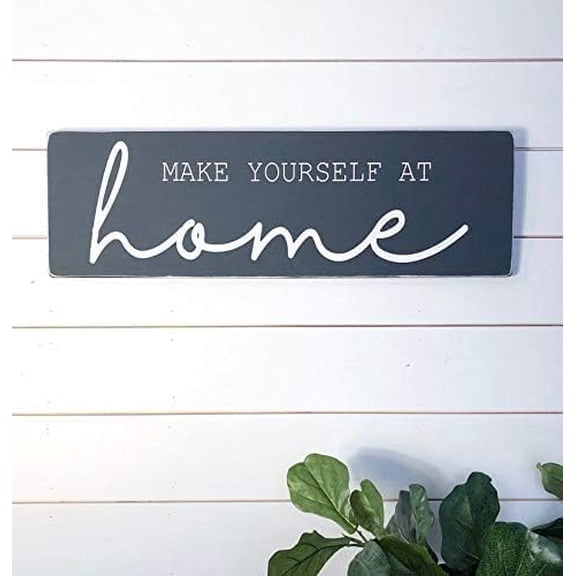 Rustic Wooden Signs Make Yourself at Home Sign Wall Art Decor Kitchen Cafe Pub Decor Gift 8x12 INCH